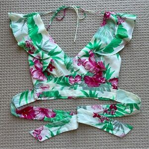 CityLux Cropped Floral Blouse Size S